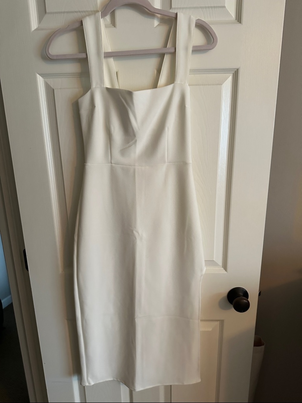 Abercrombie & Fitch Ivory Square-Neck Midi Dress